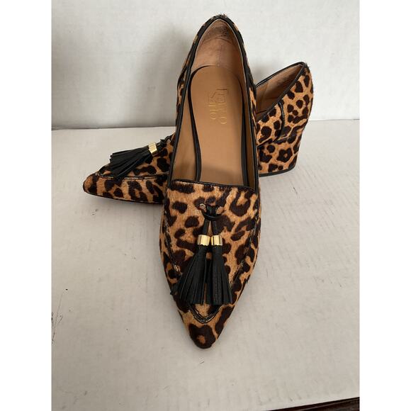 Franco Sarto - Leopard Calf Hair Slip On Low Block Heel Pumps - 9M - Picture 10 of 10